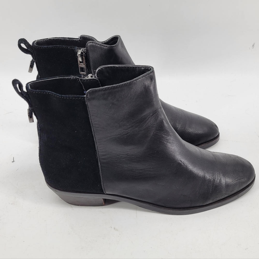 COACH Carmen Semi Matte Calf Leather Suede Bootie Black 8